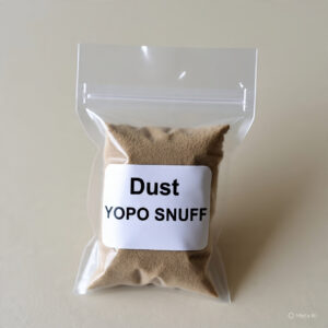 Dusty Yopo snuff in a small transparent plastic nylon bag, tightly sealed for storage